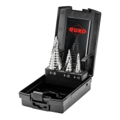RUKO ULTIMATECUT step drill set with FLOWSTEP TIP HSS 3pce