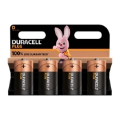 DURACELL  +100% PLUS POWER D, PACK OF 4