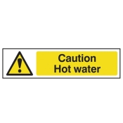 SCAN    SIGN CAUTION HOT WATER 200MM X 50MM