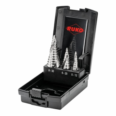 RUKO ULTIMATECUT step drill set with FLOWSTEP TIP HSS-Co5 3pce