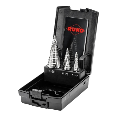 RUKO ULTIMATECUT step drill set with FLOWSTEP TIP HSS 3pce