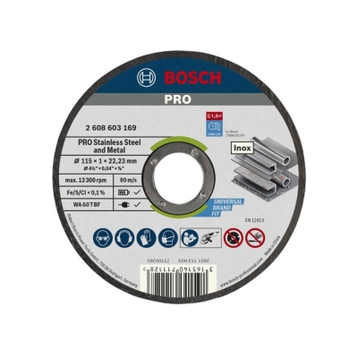 BOSCH   PRO SS & MTL BONDED CUT DISC 115MM