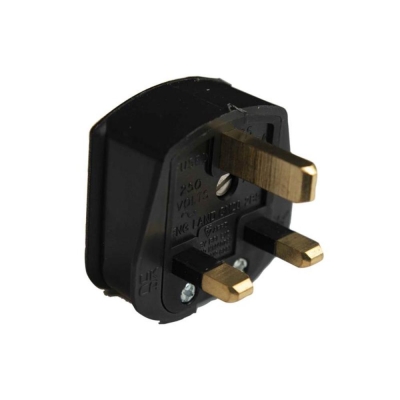 DENCON  13A 3 PIN RUBBER PLUG BLACK
