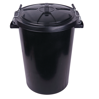 Dustbin Black Plastic with Lid 90 Ltr